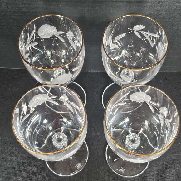 Royal Doulton Country Rose Gold Rim Crystal Tea Wine And Water Stemmed Glassware - Picture 9 of 12